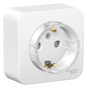 Розетка 1-м 16А О/У З/К со шторками с кольцом изолирующая пластина Белый Blanca