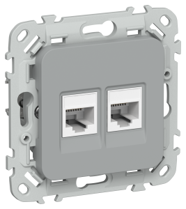 Розетка RJ45+RJ45 кат.5Е UTP С/У Серый FLITE