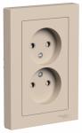 Розетка 2-м 16А С/У З/К со штор.в сборе с рамкой Песочный AtlasDesign