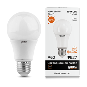 Лампа светодиодная Gauss Elementary A60 E27 10W 3000K 880Лм