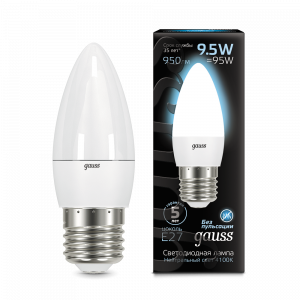 Лампа светодиодная Gauss Candle E27 9.5W 4100К 1/10/50