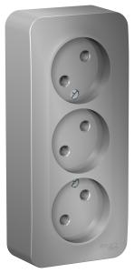 Розетка 3-м 16А О/У изолирующая пластина Алюминий Blanca