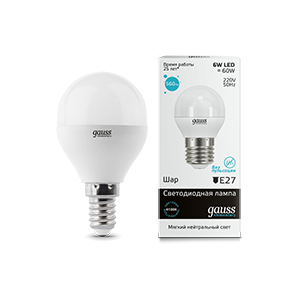 Лампа светодиодная Gauss Elementary G45 E14 6W 4100K