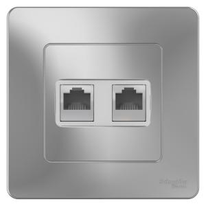 Розетка RJ45 кат.5E+RJ11 С/У Алюминий Blanca