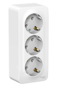 Розетка 3-м 16А О/У З/К изолирующая пластина Белый Blanca