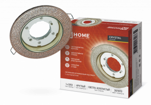 Светильник встраиваемый GX53R-crystal R43L под лампу GX53 с подсветкой 230B Светло-Золотистый/ Золото IN HOME