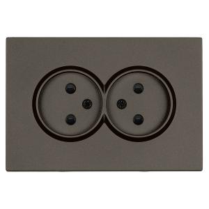 Розетка 2-м 16А С/У со шторками Антрацит Эмили