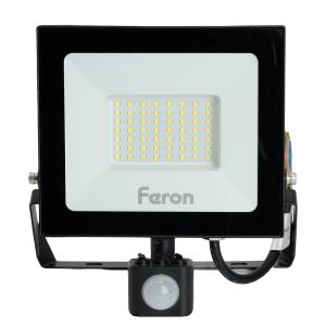 Прожектор светодиодный с датчиком движения 50W 6400K 230V черный IP44, LL-908