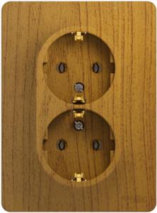 Розетка 2-м 16А С/У З/К в сборе с рамкой Дуб Glossa