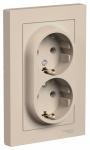 Розетка 2-м 16А С/У З/К в сборе с рамкой Песочный AtlasDesign