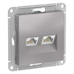 Розетка RJ45+RJ45 кат.5Е С/У Алюминий AtlasDesign