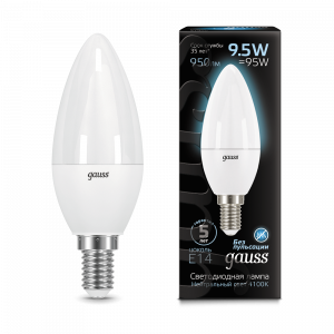 Лампа светодиодная Gauss Candle E14 9.5W 4100К 1/10/50