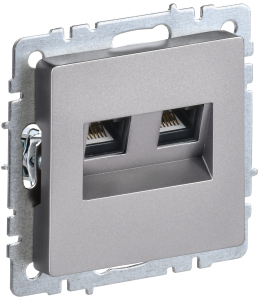 Розетка RJ45+RJ45 кат.6 С/У Сталь Brite