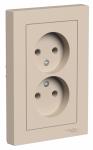 Розетка 2-м 16А С/У в сборе с рамкой Песочный AtlasDesign