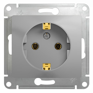 Розетка 1-м 16А С/У З/К Алюминий Glossa