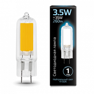 Лампа светодиодная Gauss G4 AC220-240V 3.5W 4100K Glass 1/10/200