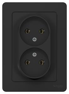 Розетка 2-м 16А С/У Антрацит Blanca