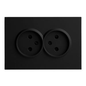Розетка 2-м 16А С/У со шторками Черный уголь Эмили