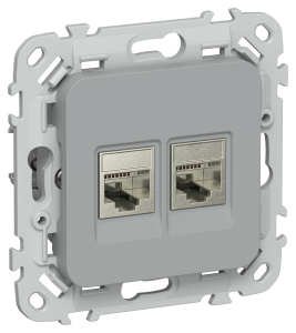 Розетка RJ45+RJ11 кат.5Е STP С/У Серый FLITE