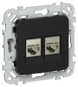 Розетка RJ45+RJ45 кат.6 STP С/У Черный FLITE