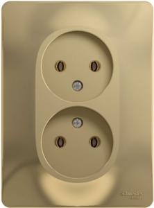 Розетка 2-м 16А С/У в сборе с рамкой Титан Glossa