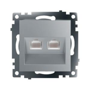 Розетка RJ45+RJ45 С/У Серебро Катрин