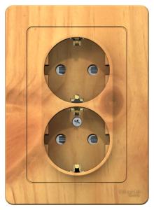 Розетка 2-м 16А С/У З/К со шторками Ясень Blanca