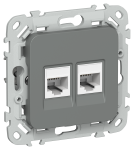 Розетка RJ45+RJ11 кат.5Е UTP С/У Мокрый Асфальт FLITE