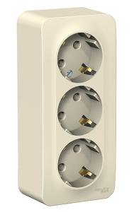 Розетка 3-м 16А О/У З/К изолирующая пластина Молочный Blanca