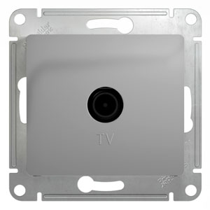 Розетка TV антенна С/У проходная Алюминий Glossa