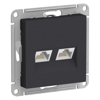 Розетка RJ45+RJ45 кат.5Е С/У Карбон AtlasDesign