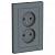 Розетка 2-м 16А С/У в сборе с рамкой Грифель AtlasDesign
