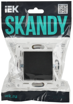 Переключатель 1-кл 10А C/У проходной Черный Skandy