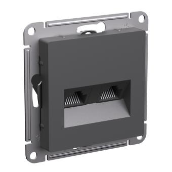 Розетка RJ45+RJ45 кат.5Е С/У Базальт AtlasDesign