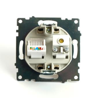 Розетка TV антенна + RJ-45 С/У Золото Катрин