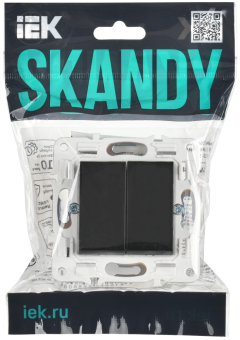 Переключатель 2-кл 10А С/У перекрестный Черный Skandy