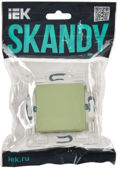 Переключатель 1-кл 10А C/У проходной Мятный Skandy