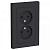Розетка 2-м 16А С/У со шторками в сборе с рамкой Карбон AtlasDesign