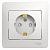 Розетка 1-м 16А С/У З/К со шторками в сборе с рамкой Белый Glossa