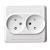 Розетка 2-м 16А С/У со шторками Белый Etude