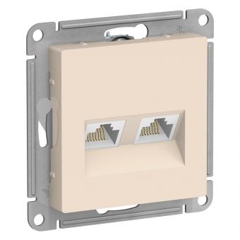 Розетка RJ45+RJ45 кат.5Е С/У Бежевый AtlasDesign